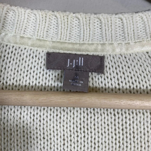 J. Jill Scoop Neck Knit Pullover Sweater Women's Medium Ivory Cozy Comfy Classic - Picture 6 of 11